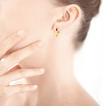 Boucles d'oreilles or 375 pierres fines - vue porté 1