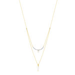 Collier in 375 goud, twee strengen Chinese gekweekte parels en diamanten 45 cm - zicht 2