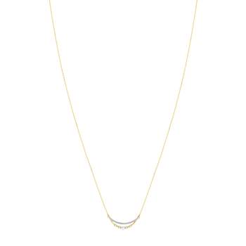 Gold necklace 375 2-tone Chinese cultured pearl and zirconias 45 cm