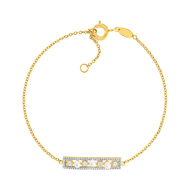 Bracelet or 375 2 tons perles de culture de Chine zirconias 18 cm