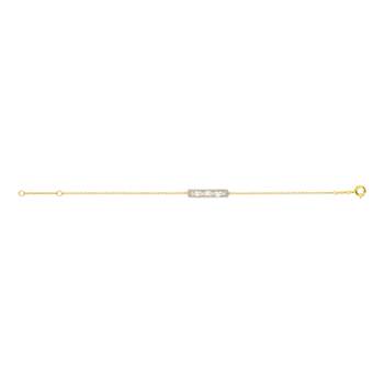 Armband van 375 goud in twee tinten, met Chinese kweekparels en zirkonia’s, 18 cm