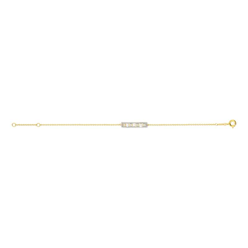 Bracelet or 375 2 tons perles de culture de Chine zirconias 18 cm - vue 2