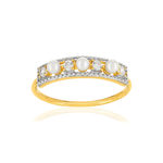 Bague or 375 2 tons perles de culture de Chine et zirconias - vue 1