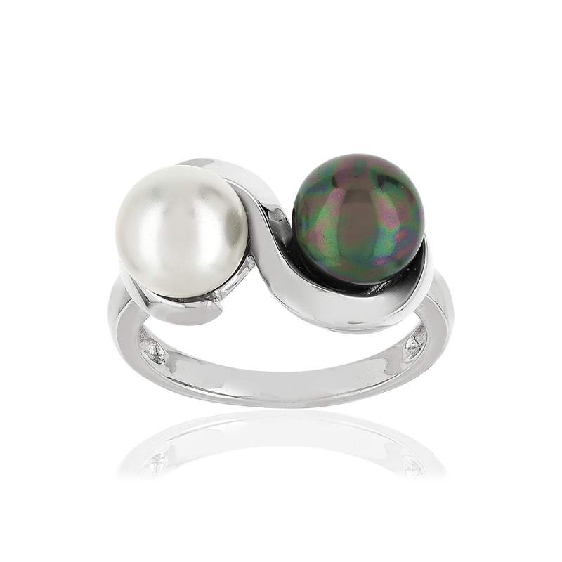 Bague argent 925 perle de culture de Tahiti et de Chine - vue 1