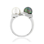 Bague argent 925 perle de culture de Tahiti et de Chine - vue 2