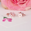 Bague or 375 rose nacre fleur topaze blanche taille marquise - vue VD3