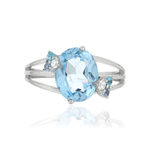 Bague or 375 blanc topazes bleues traitées et topazes blanches - vue 3
