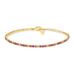 Bracelet plaqué or zirconias roses 18 cm - vue 1