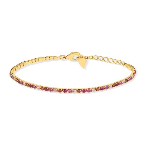 Bracelet plaqué or zirconias roses 18 cm