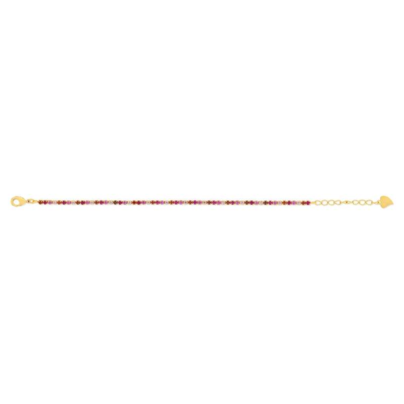 Bracelet plaqué or zirconias roses 18 cm - vue 2
