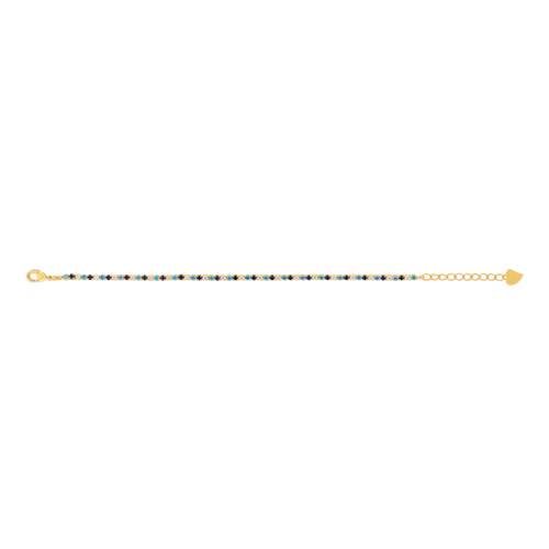 Bracelet tennis plaqué or zirconias bleus et blancs 18 cm