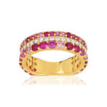 Bague plaqué or zirconias roses - vue 1