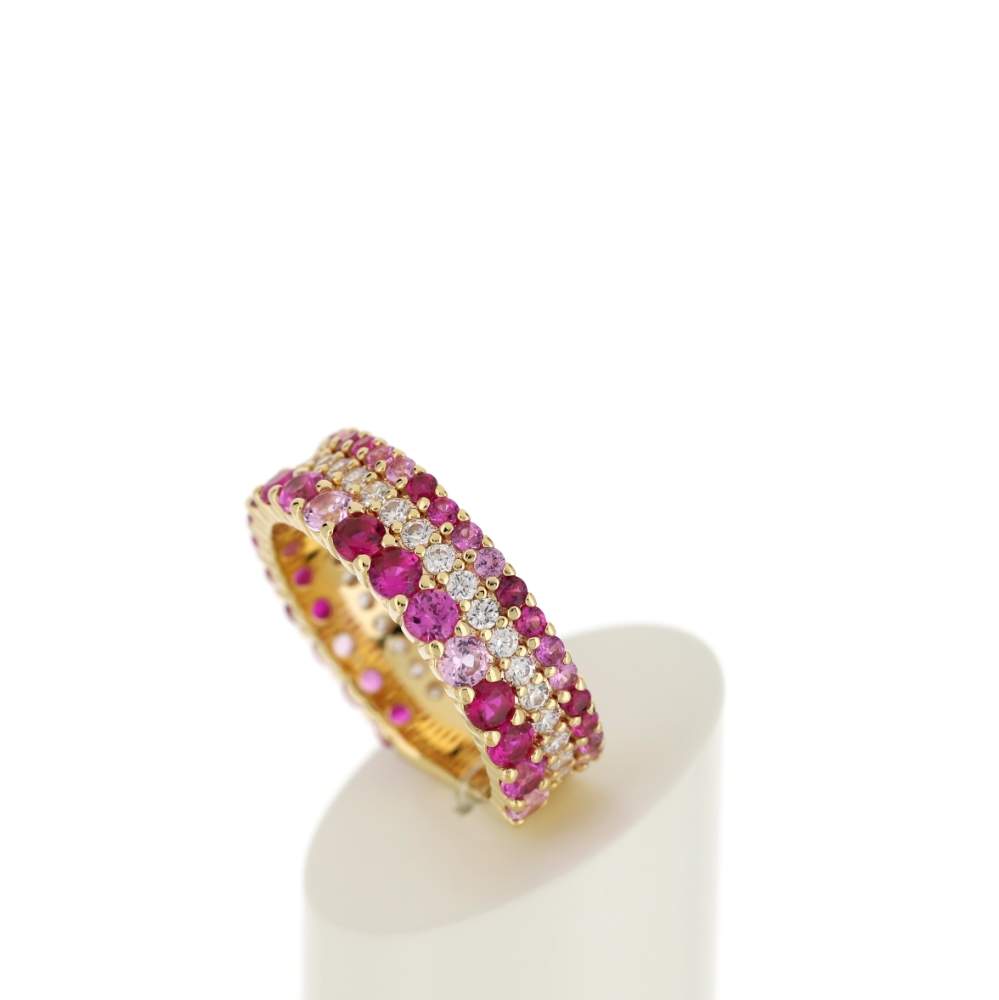 Bague plaqué or zirconias roses - vue 5