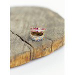 Bague plaqué or zirconias roses - vue D3