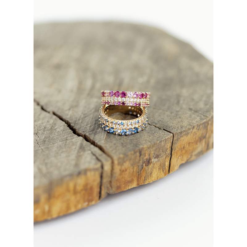 Bague plaqué or zirconias roses - vue D3