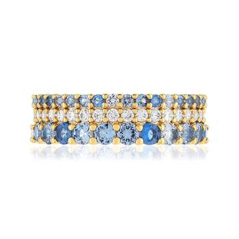 Vergulde ring met blauwe zirkonia's