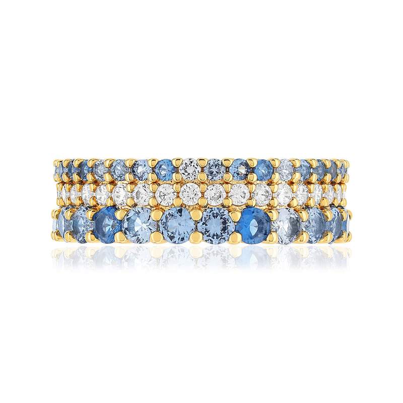 Bague plaqué or zirconias bleus - vue 3
