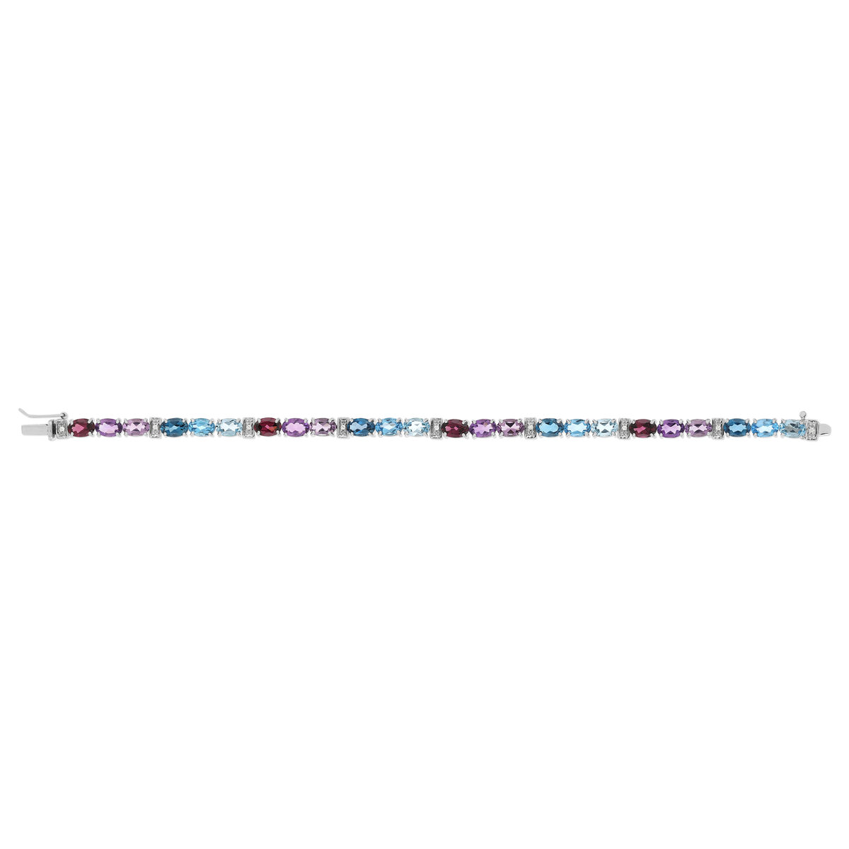 Bracelet or 750 blanc pierres fines et diamants 19 cm