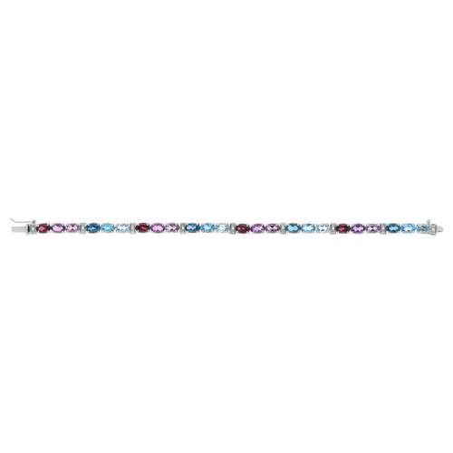 Bracelet or 750 blanc pierres fines et diamants 19 cm