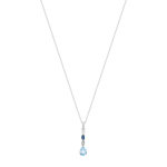 Collier or 375 blanc topazes traitées saphir diamant 45 cm - vue 2