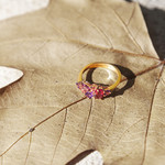 Bague or 375 rose pierres fines et diamant - vue D3