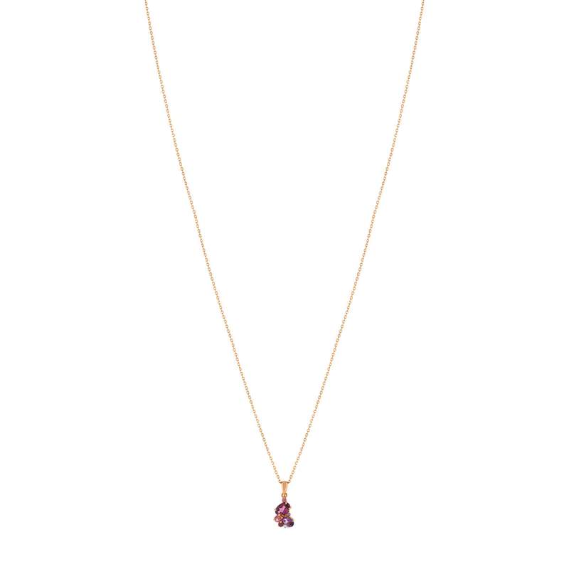 375 roségouden collier met edelstenen en diamant 45 cm - zicht 2