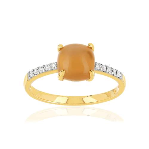 Bague MATY Or 375 2 tons pierre de lune diamant