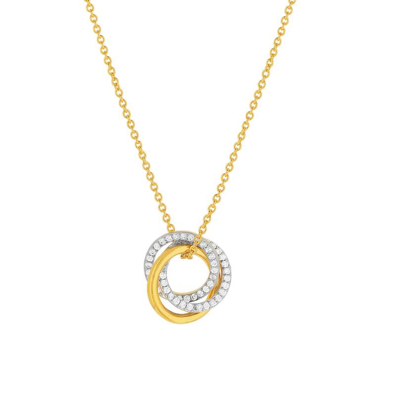 Collier plaqué or cercles entrelacés zirconias 45 cm - vue 1