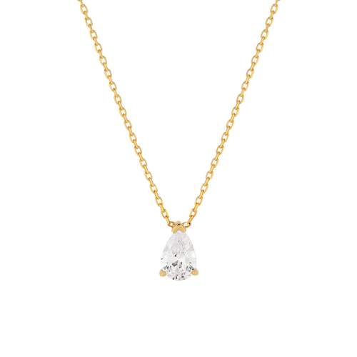 Collier plaqué or zirconia 45 cm