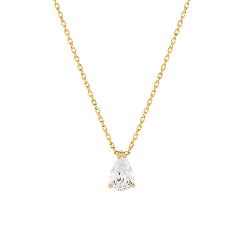 Collier plaqué or zirconia 45 cm - vue 1