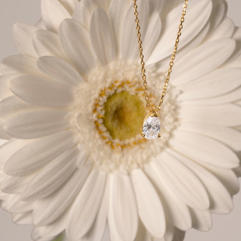 Collier plaqué or zirconia 45 cm
