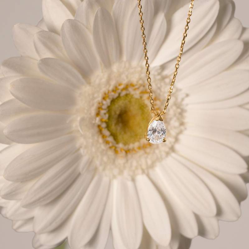Collier plaqué or zirconia 45 cm - vue D1