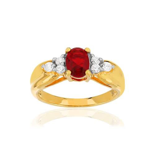 Bague plaqué or 2 tons rubis imitation et zirconias