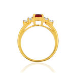 Bague plaqué or 2 tons rubis imitation et zirconias - vue 2