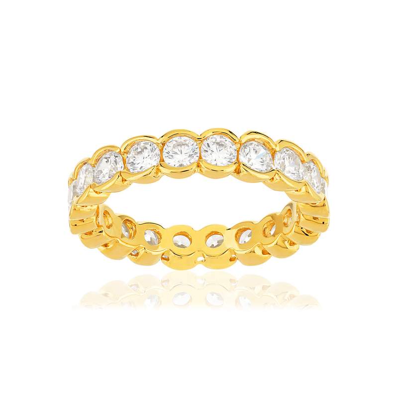 Bague plaqué or zirconias - vue 1