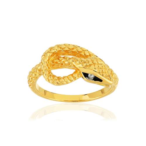 Gold-plated snake zirconia ring