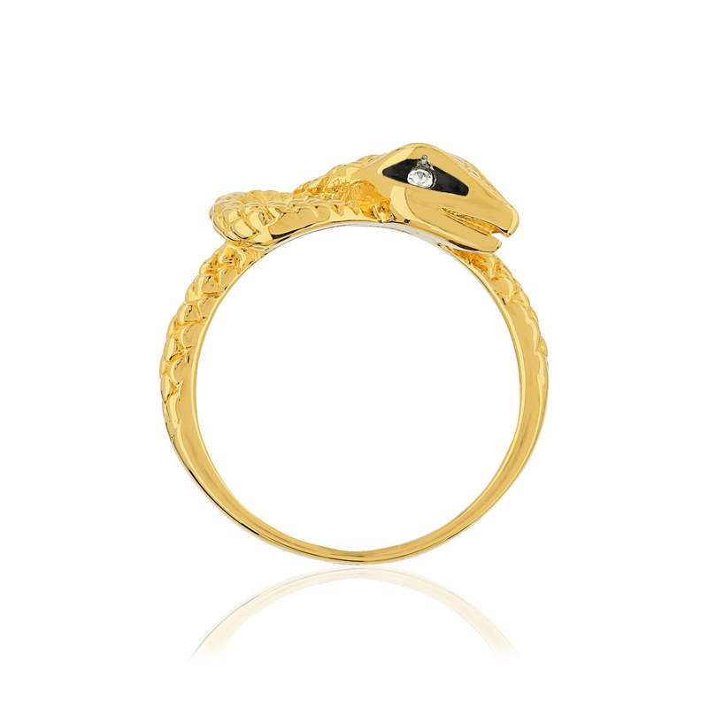 Bague plaqué or serpent zirconias - vue 2
