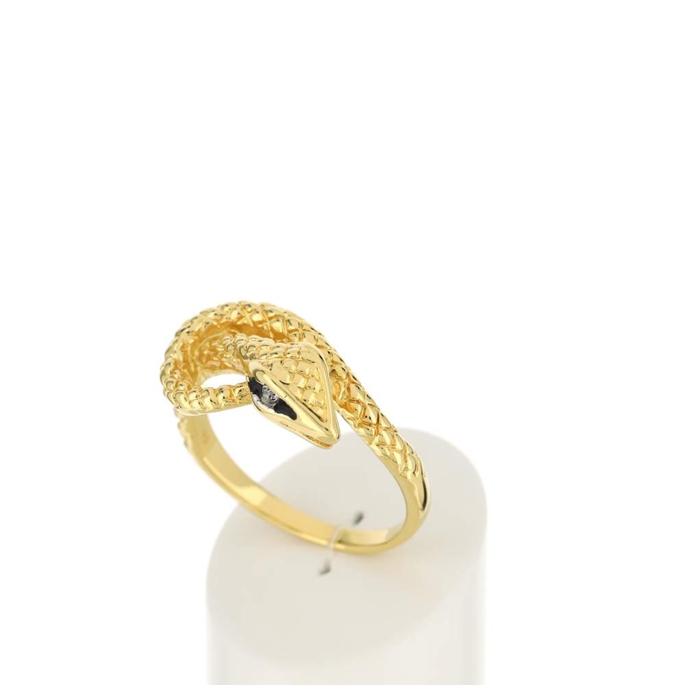 Bague plaqué or serpent zirconias - vue 3