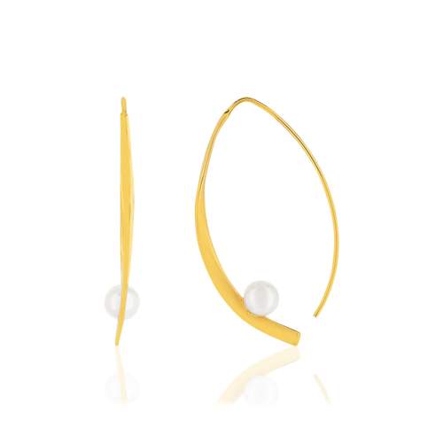 Boucles d'oreilles plaqué or perles de culture de Chine