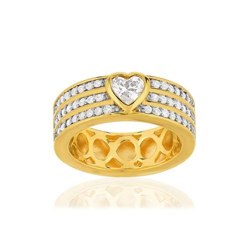 Bague plaqué or coeur zirconias