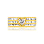 Bague plaqué or coeur zirconias - vue 3