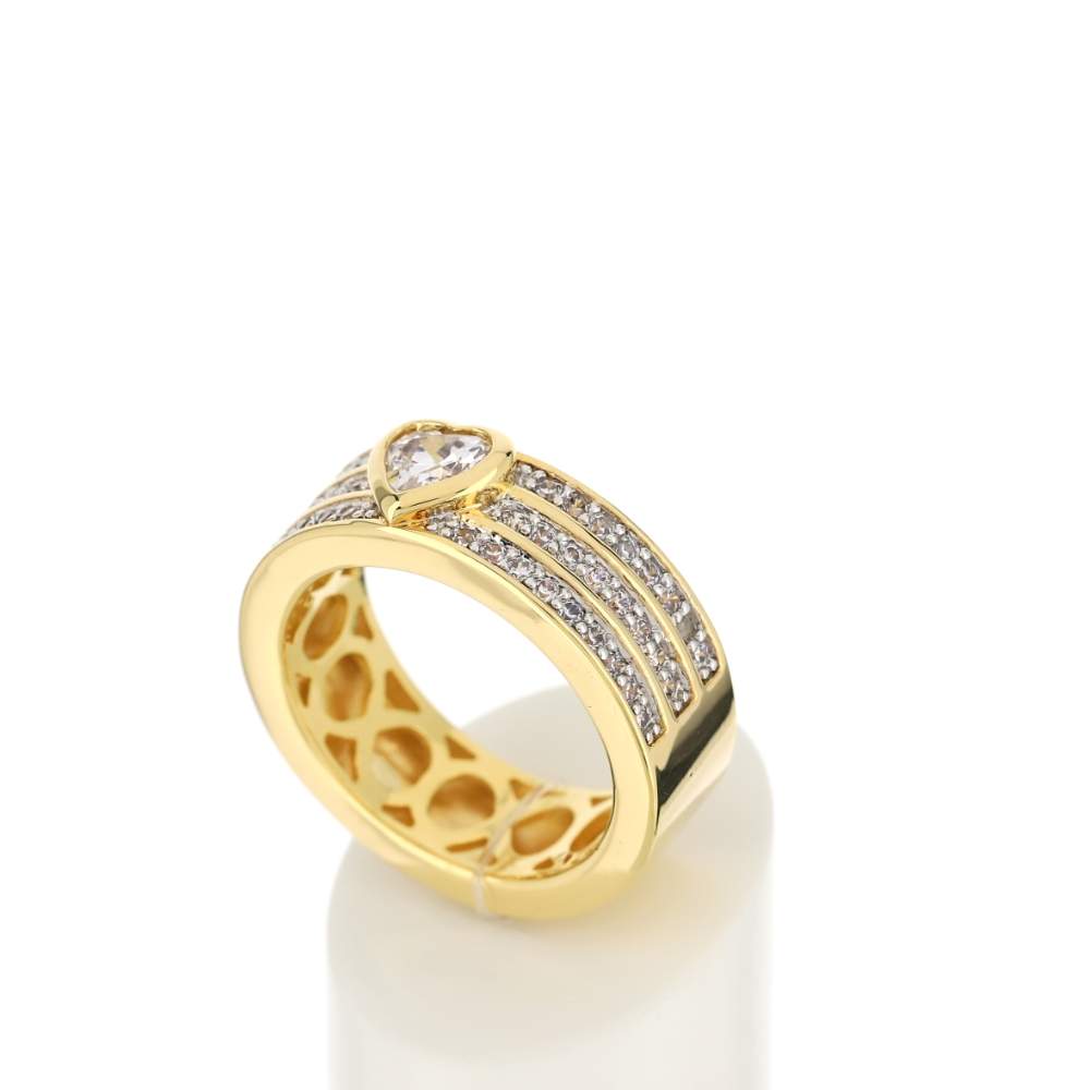 Bague plaqué or coeur zirconias - vue 3