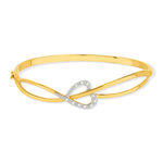 Bracelet jonc plaqué or 2 tons coeur zirconias - vue 1