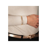 Bracelet jonc plaqué or 2 tons coeur zirconias - vue porté 1