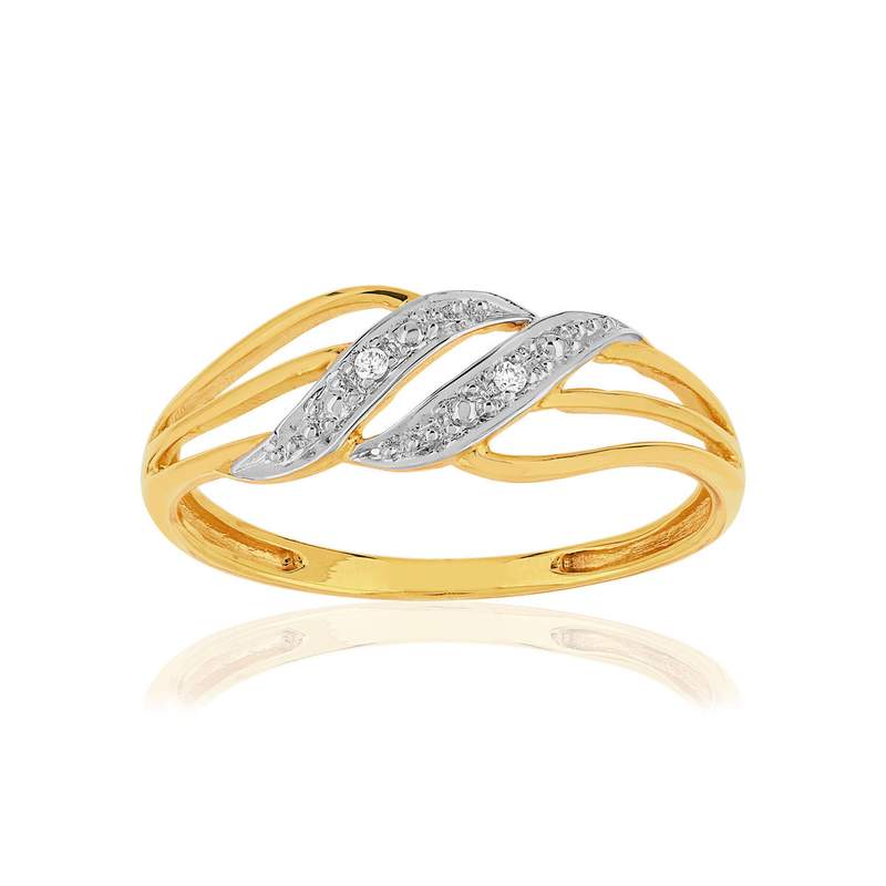 Bague plaqué or 2 tons zirconias - vue 1