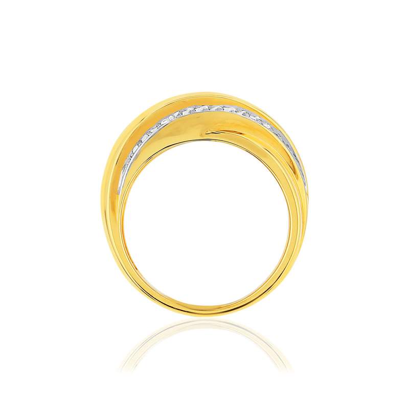 Bague plaqué or 2 tons entrelacée zirconias - vue 2