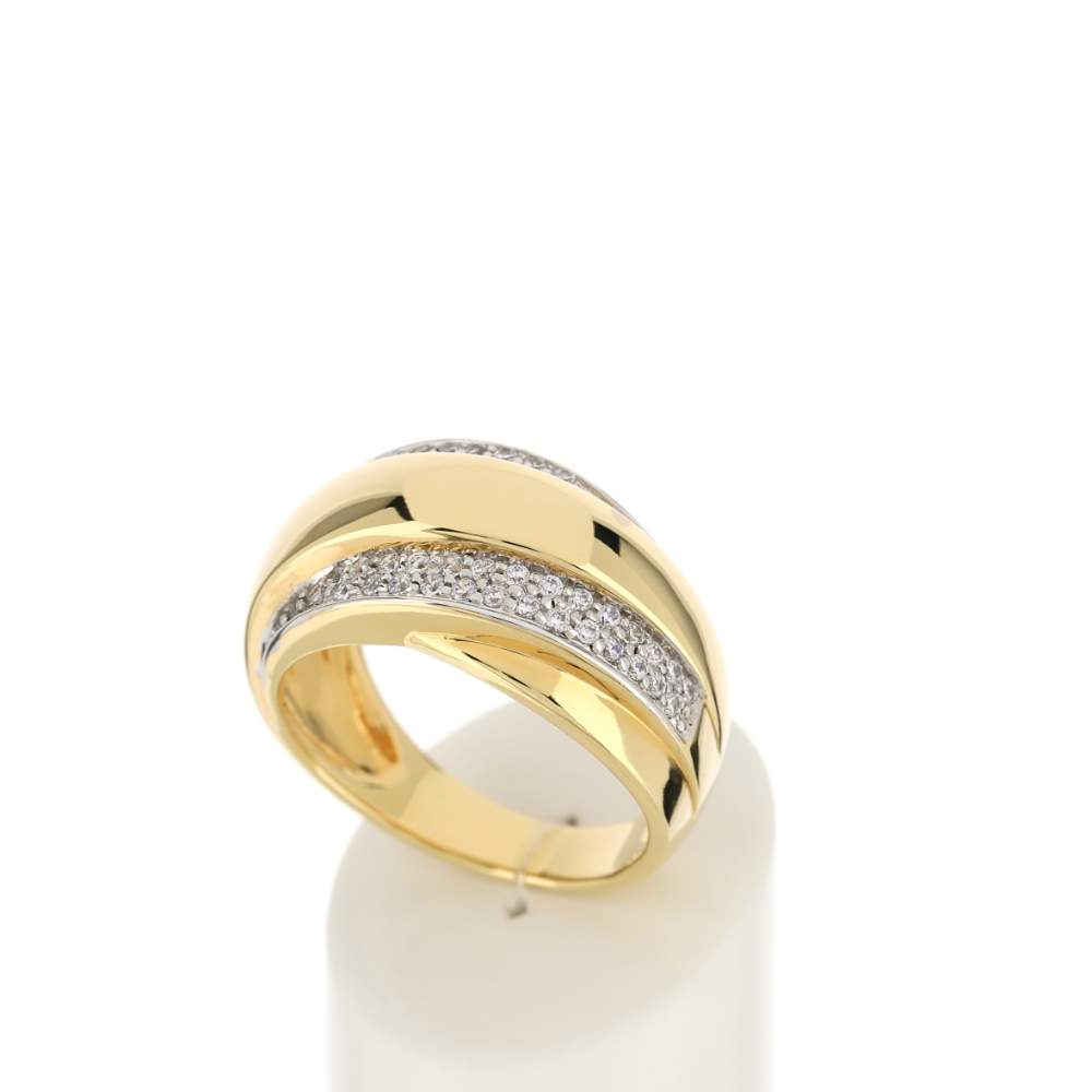 Bague plaqué or 2 tons entrelacée zirconias - vue 3
