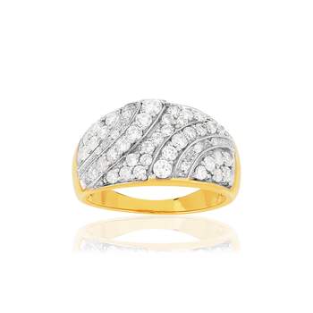 2-tone gold-plated zirconia ring