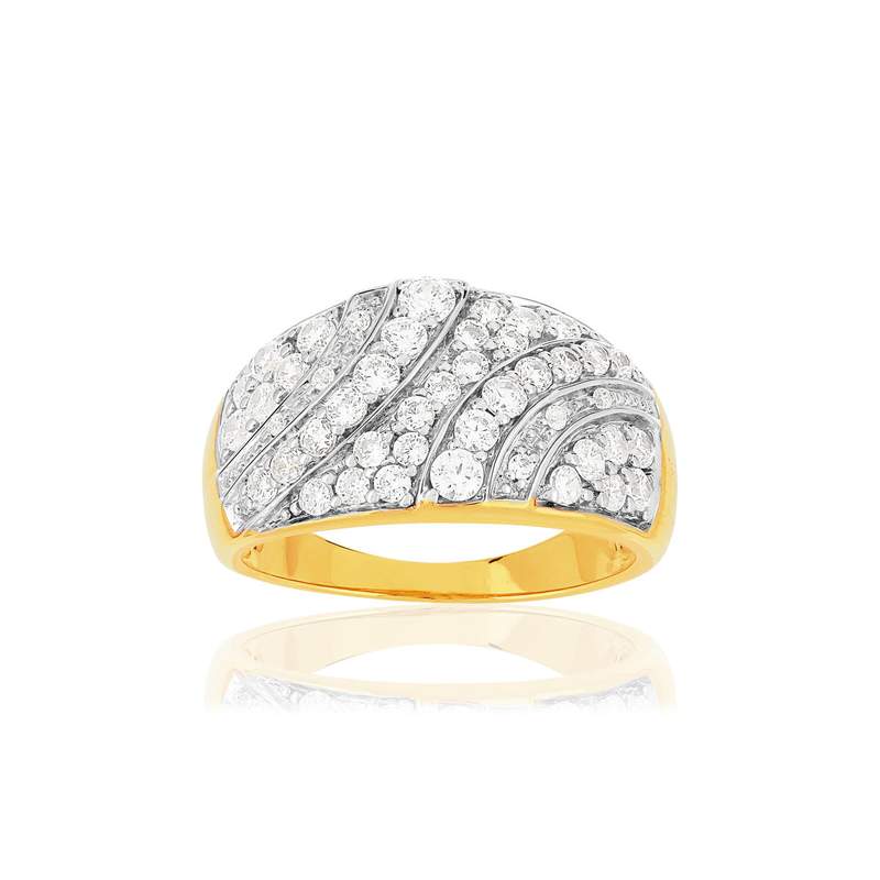 Bague plaqué or 2 tons zirconias - vue 1