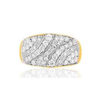 2-tone gold-plated zirconia ring